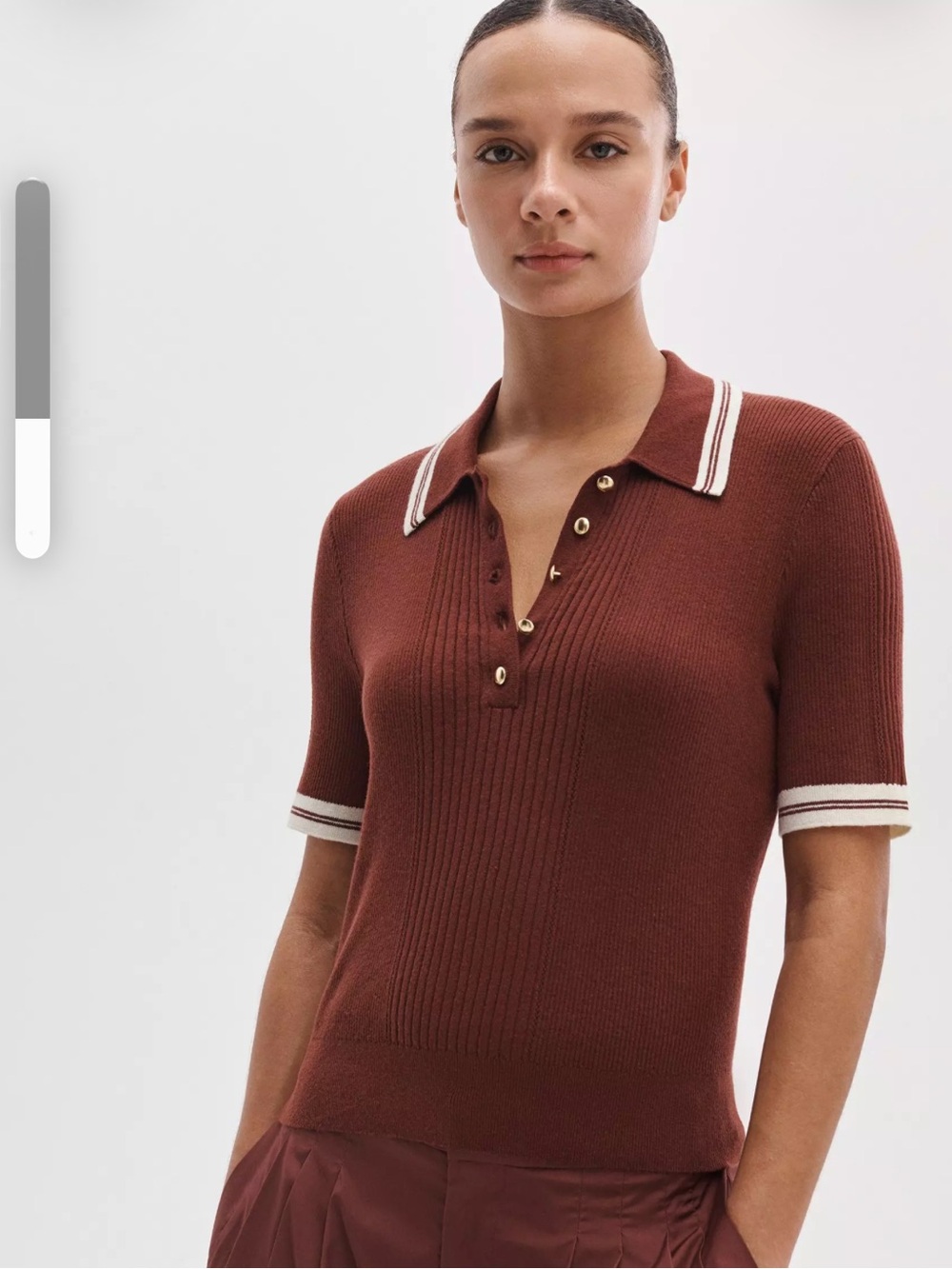 rag & bone Laurie Cotton Cashmere Polo Rosewood Small NWOT